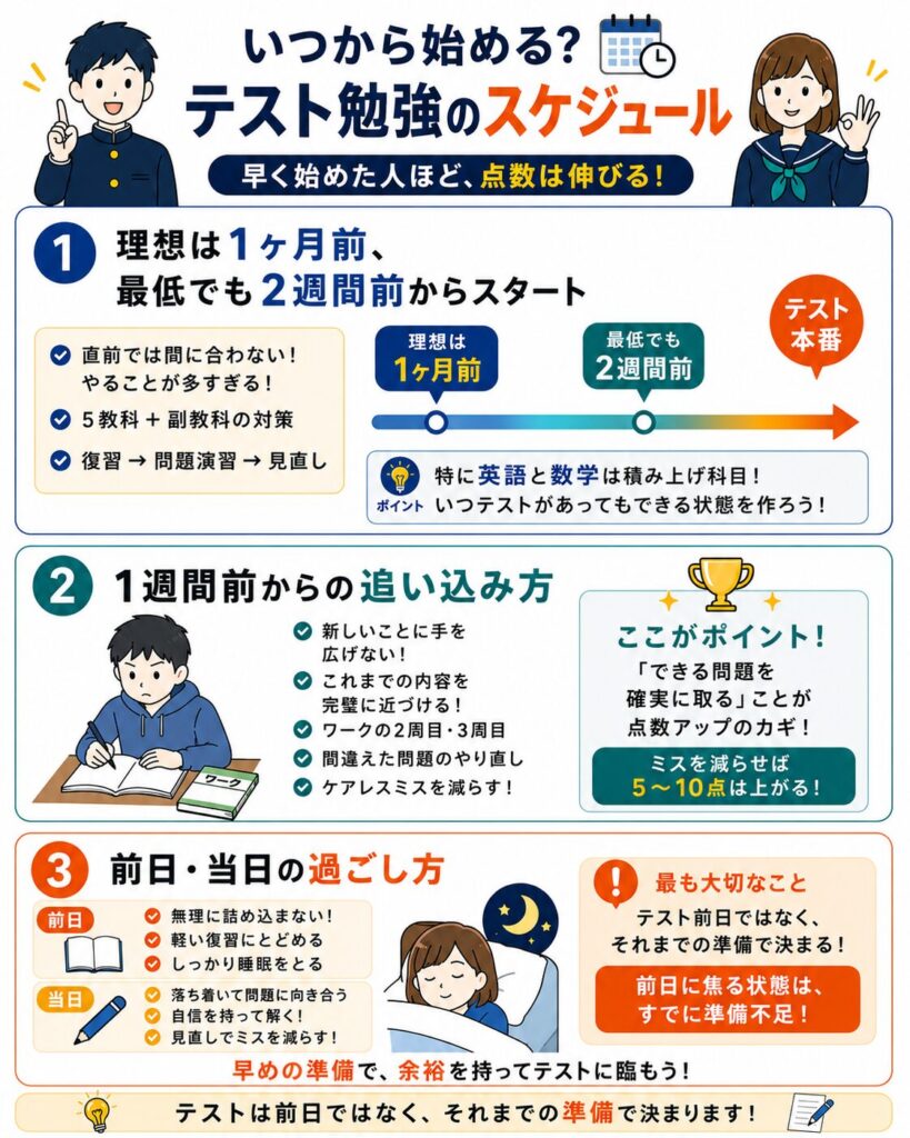 テスト 勉強 いつから